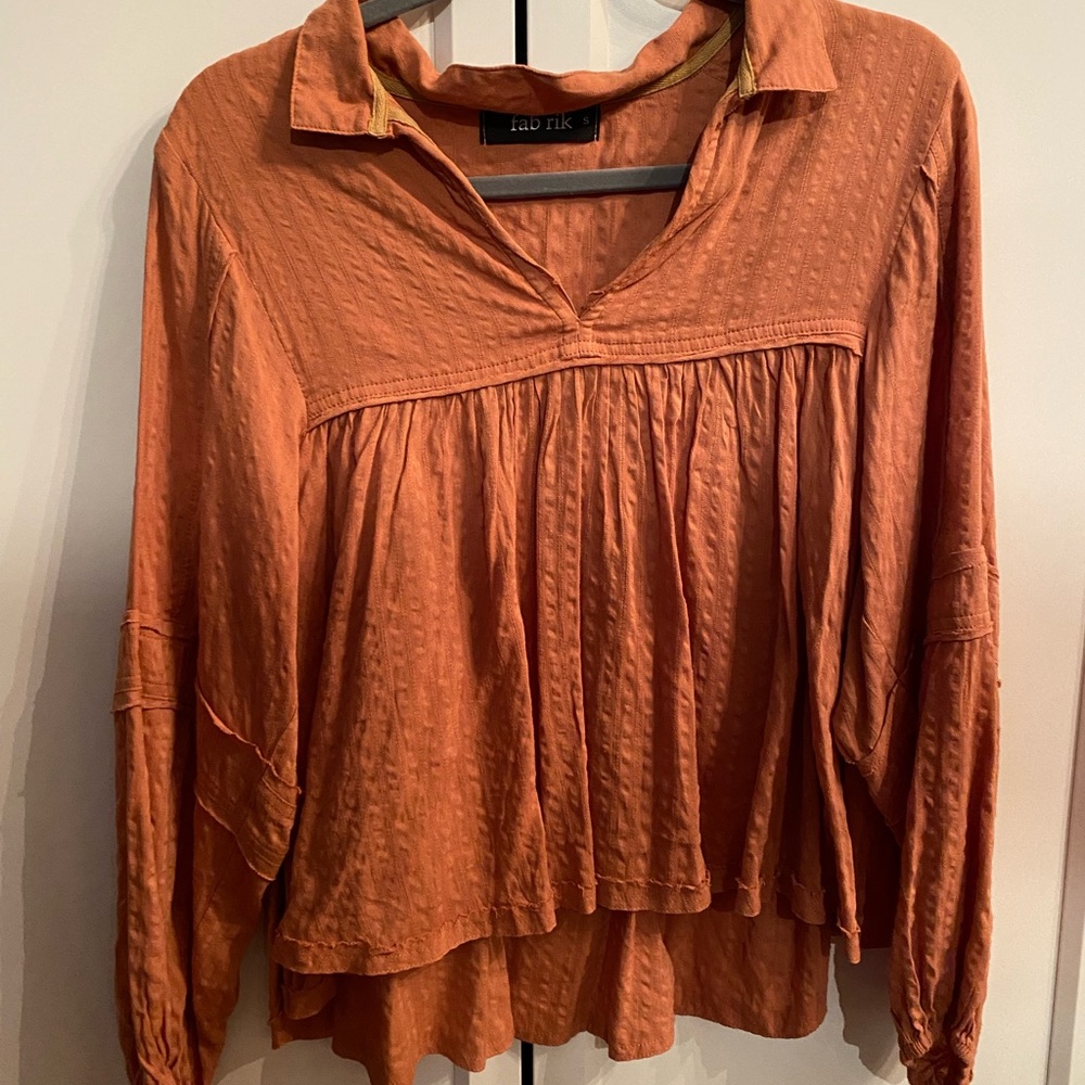 Burn orange babydoll top